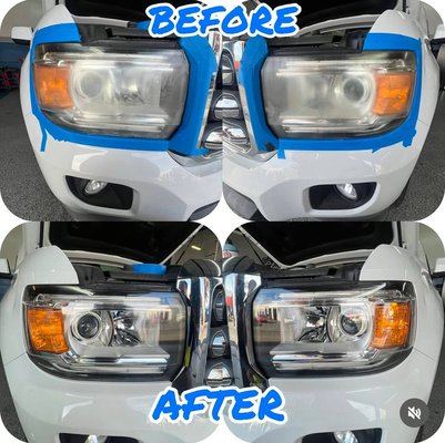 Platinum Headlight Restoration - Our platinum headlight restoration helps you see clearer at night and is safer overall!
We start off by sanding the headlights, we then add some polish to revitalize the plastic for a clean and shiny look. Platinum Headlight Restoration - Our platinum headlight restoration helps you see clearer at night and is safer overall!
We start off by sanding the headlights, we then add some polish to revitalize the plastic for a clean and shiny look.