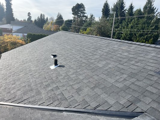 Roof replacement - This roof was damaged and leaking. We repaired the structure of the roof, replaced the roofing, and then repaired the interior damages from the leak. Another job well done! Roof replacement - This roof was damaged and leaking. We repaired the structure of the roof, replaced the roofing, and then repaired the interior damages from the leak. Another job well done!