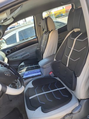 2014 Tacoma Seat Cover - This Car is Toyota Tacoma Seat Cover Installed, Black with Grey Color
We do Free Professional Installation, Takes about 30 Minutes