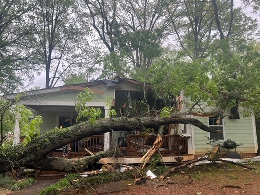 Emergency Tree Removal - Emergency service call. 
Tree fell on this house. This is BEFORE and AFTER we handled it.