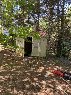 Shed removal - Shed removal we were able to fully disassemble the shed clean up had everything finished in less than two hours. Customer was very pleased.  Shed removal - Shed removal we were able to fully disassemble the shed clean up had everything finished in less than two hours. Customer was very pleased. 