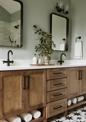 Warm Toned Bathroom - This beautiful bathroom, has a warm feel with gorgeous neutrals, brushed gold, hand made tile. This jack an Jill bathroom projects is one for the books, and fits in beautifully with a Traditional rustic design feel. Warm Toned Bathroom - This beautiful bathroom, has a warm feel with gorgeous neutrals, brushed gold, hand made tile. This jack an Jill bathroom projects is one for the books, and fits in beautifully with a Traditional rustic design feel.