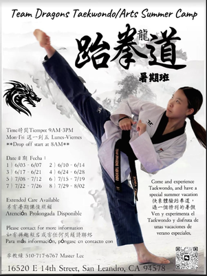 2024 Summer Camp - Team Dragons Taekwondo offers a free trial class for all new students. We are now enrolling for our 2024 summer camp! Our studio also has an annual party, tournaments and much more! Master Lee has been a master instructor for over 15 years. 2024 Summer Camp - Team Dragons Taekwondo offers a free trial class for all new students. We are now enrolling for our 2024 summer camp! Our studio also has an annual party, tournaments and much more! Master Lee has been a master instructor for over 15 years.