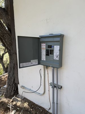 Sub panel installation for the guest house/office - Notes:
Bought 60A “service disconnect”.
Used #4 THHN/THWN-2 to avoid voltage drop.
PVC combination connector firings used
Dedicated ground rod
PVC schedule 40 under the ground
PVC schedule 80 above the ground
3 pull boxes for the main route
1 pull box for the old guest house/office wires. Sub panel installation for the guest house/office - Notes:
Bought 60A “service disconnect”.
Used #4 THHN/THWN-2 to avoid voltage drop.
PVC combination connector firings used
Dedicated ground rod
PVC schedule 40 under the ground
PVC schedule 80 above the ground
3 pull boxes for the main route
1 pull box for the old guest house/office wires.