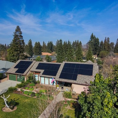 installation in North Fresno - A beautiful and sleek installation that perfectly compliments the pitched roof style of this home in North Fresno. Proof that solar power can be cost-effective, environmentally friendly, and stylish all at the same time.