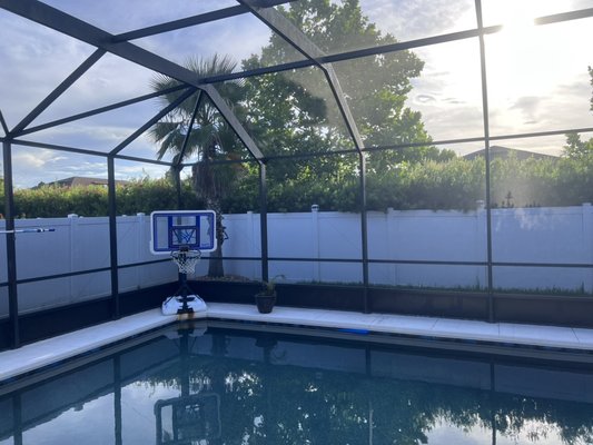 16 in aluminum kickplate added to pool cage - New kickplate added around pool cage 16 in aluminum kickplate added to pool cage - New kickplate added around pool cage