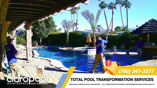 Custom Pool Transformation – From Excavation to Elegant Finish - From ground-breaking to the final crystal-clear reveal, this complete pool transformation showcases the craftsmanship and precision Claropool brings to every project.

This build included full excavation, structural installation, equipment setup, and detailed finishing — all completed with a focus on efficiency, durability, and long-term performance. Every stage was carefully managed to ensure a smooth process and exceptional results.

Whether it’s a custom pool build, renovation, equipment upgrade, or full backyard enhancement, our team delivers quality work designed to elevate both property value and lifestyle.

This project reflects what we stand for:
✔ Thoughtful design
✔ Expert installation
✔ Energy-efficient solutions
✔ Clean, safe, and reliable systems

Your pool isn’t just a feature — it’s an investment in comfort and enjoyment. And we’re committed to building it right from the start.

📞 (760) 341-3377
📧 support@claropools.com
🌐 www.claropools.com
