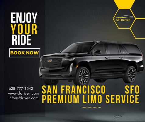 Luxury SUV trip to SFO - Embark on a journey of opulence with our Luxury SUV trip to San Francisco International Airport (SFO). Our top-of-the-line SUVs redefine travel, offering a perfect blend of style, comfort, and functionality. Whether you're heading to the airport for a business trip or a leisurely getaway, our Luxury SUV service ensures a seamless and sophisticated travel experience. Sit back and enjoy the spacious interiors, premium amenities, and the assurance of arriving at SFO in utmost style. Elevate your travel with the luxury and convenience you deserve. Luxury SUV trip to SFO - Embark on a journey of opulence with our Luxury SUV trip to San Francisco International Airport (SFO). Our top-of-the-line SUVs redefine travel, offering a perfect blend of style, comfort, and functionality. Whether you're heading to the airport for a business trip or a leisurely getaway, our Luxury SUV service ensures a seamless and sophisticated travel experience. Sit back and enjoy the spacious interiors, premium amenities, and the assurance of arriving at SFO in utmost style. Elevate your travel with the luxury and convenience you deserve.