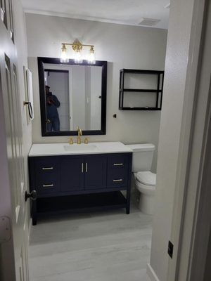 Bathroom Remodel - Our goal is to make our client happy! We just finished remodeling this whole bathroom and adding features to create the perfect bathroom for our client.