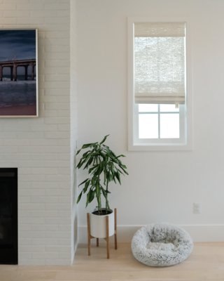 Natural Woven Roman Shades - This brand new spec home in Redondo Beach was move-in ready, with one thing missing, window coverings. This is something we encounter all the time. The owner had done some preliminary research on her own and found a few examples of materials she liked - which we were able to source and match nearly identically, at a more competitive price.
The natural woven wood roman shades in a semi-chunky white weave complimented their coastal contemporary farmhouse perfectly. We love the result, and look forward to future additions to this home to make the interior even warmer and richer. Natural Woven Roman Shades - This brand new spec home in Redondo Beach was move-in ready, with one thing missing, window coverings. This is something we encounter all the time. The owner had done some preliminary research on her own and found a few examples of materials she liked - which we were able to source and match nearly identically, at a more competitive price.
The natural woven wood roman shades in a semi-chunky white weave complimented their coastal contemporary farmhouse perfectly. We love the result, and look forward to future additions to this home to make the interior even warmer and richer.