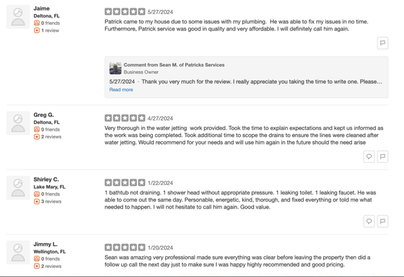5 star reviews - Drain cleaning : cable/snaking. Hydro jet service. Camera - Pipe inspection services. Professional and polite. Free Diagnostic and Estimate.