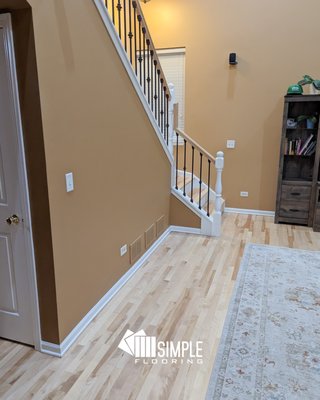 Natural Style Hardwood Floors - This homeowner had several types of flooring in their home. The first level, second, and the stairs all looked completely different and disconected. By selecting one product throughout, their place now looks larger, more uniform, and modern. Natural Style Hardwood Floors - This homeowner had several types of flooring in their home. The first level, second, and the stairs all looked completely different and disconected. By selecting one product throughout, their place now looks larger, more uniform, and modern.