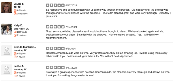 People love us on Yelp! - Call or visit our website today to schedule your 5 star cleaning service! People love us on Yelp! - Call or visit our website today to schedule your 5 star cleaning service!