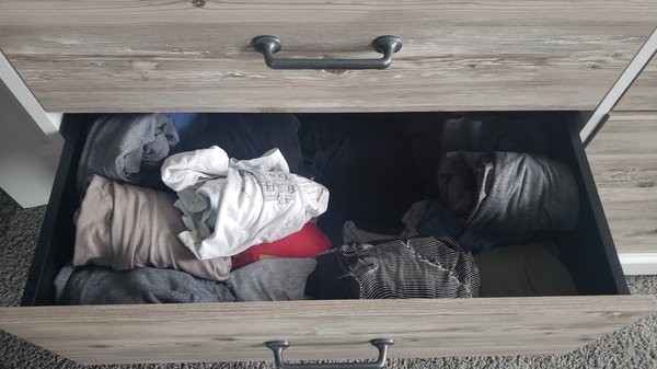 Shirt drawer before and after. - Organized shirts drawer. A clear vision of every single piece. Separate by color. Every shirt in its own place!