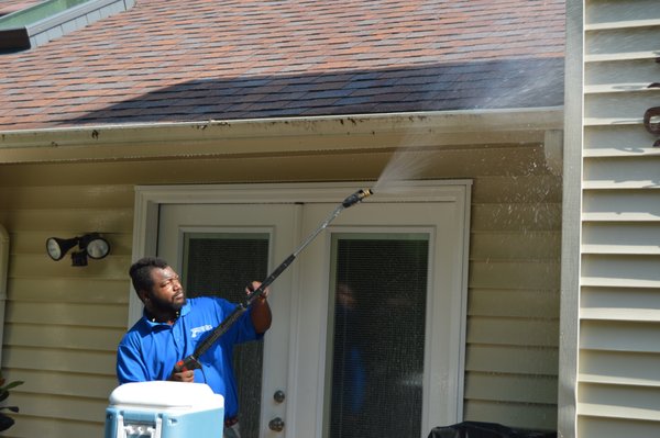 Pressure Washing Putting Green: Hole in One! - Pressure washing, customer's moldy putting green, home siding, and rear composite decking and staircase. Very satisfying to see how well the putting green cleaned up so the customer could get back to a hole in one. Pressure Washing Putting Green: Hole in One! - Pressure washing, customer's moldy putting green, home siding, and rear composite decking and staircase. Very satisfying to see how well the putting green cleaned up so the customer could get back to a hole in one.