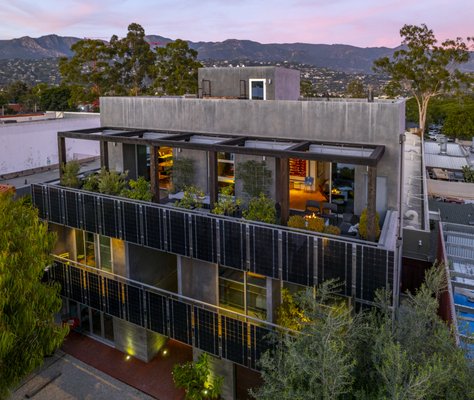 414B Anacapa St. - Designed by award-winning architect Robin Donaldson as his personal residence, this 1-of-1 home is unlike anything else in town—a living piece of art that embodies the Santa Barbara lifestyle. Set back and double gated from the street for privacy yet surrounded by restaurants, coffee shops, and amenities, the 3,000+ sq. ft. residence features 4 bedrooms, 4 baths, a separate office with its own bath, and seamless indoor-outdoor living. Equally suited as a home base after a day of surfing or as the setting for an elevated event, the property includes floor-to-ceiling windows, a massive two-car garage, a private elevator, and a rooftop terrace with a cedar soaking tub. Solar panels adorn the facade and rooftop, offsetting energy costs. This is a rare opportunity to own a legacy property in the heart of downtown Santa Barbara with a special blend of functionality and artisanship. 414B Anacapa St. - Designed by award-winning architect Robin Donaldson as his personal residence, this 1-of-1 home is unlike anything else in town—a living piece of art that embodies the Santa Barbara lifestyle. Set back and double gated from the street for privacy yet surrounded by restaurants, coffee shops, and amenities, the 3,000+ sq. ft. residence features 4 bedrooms, 4 baths, a separate office with its own bath, and seamless indoor-outdoor living. Equally suited as a home base after a day of surfing or as the setting for an elevated event, the property includes floor-to-ceiling windows, a massive two-car garage, a private elevator, and a rooftop terrace with a cedar soaking tub. Solar panels adorn the facade and rooftop, offsetting energy costs. This is a rare opportunity to own a legacy property in the heart of downtown Santa Barbara with a special blend of functionality and artisanship.