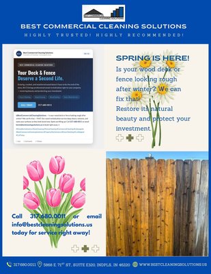 Wood Deck and Fence Revitalization - Beautify your backyard with our deck and fence revitalization packages, designed to naturally enhance the beauty of dry, weathered and graying wood decks and fences. 

Protect your investment, so you and your family can enjoy your home with pride!