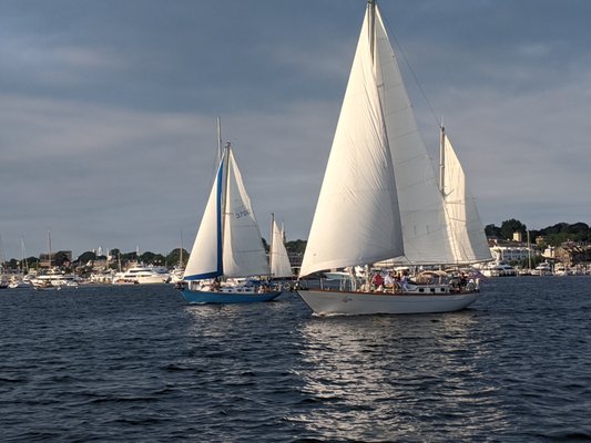 Private Newport Sails aboard Lyra and Wren - We have two sailboats that are icons of Newport Harbor. Lyra is our 44-foot Reliance sailboat and Wren is our 35-foot Allied Seabreeze. With a capacity of up to 6 guests each, both boats sail on daily charters from Newport, Rhode Island, beginning mid-April through the end of October. We offer private 90-minute, two-hour, three- hour, half and full-day sailing charters.
We are a family friendly, BYOB, fun focused and safe business. We love to share our passion for the area and sailing so that the highlight of your trip to Newport is the time you spent aboard Lyra or Wren! Private Newport Sails aboard Lyra and Wren - We have two sailboats that are icons of Newport Harbor. Lyra is our 44-foot Reliance sailboat and Wren is our 35-foot Allied Seabreeze. With a capacity of up to 6 guests each, both boats sail on daily charters from Newport, Rhode Island, beginning mid-April through the end of October. We offer private 90-minute, two-hour, three- hour, half and full-day sailing charters.
We are a family friendly, BYOB, fun focused and safe business. We love to share our passion for the area and sailing so that the highlight of your trip to Newport is the time you spent aboard Lyra or Wren!