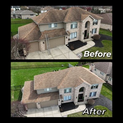 Roof Shampoo - Cleaning - Before and After Samples