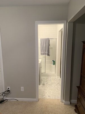 Barn door installed on master bathroom - Home owner loved the project, well worth the wait.