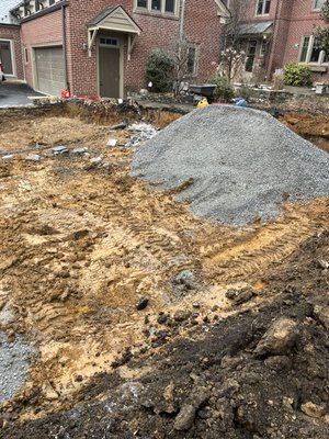 New construction . Additional retaining wall and new driveway - Customer stated they needed more parking built new driveway and retaining wall for water management purposes New construction . Additional retaining wall and new driveway - Customer stated they needed more parking built new driveway and retaining wall for water management purposes