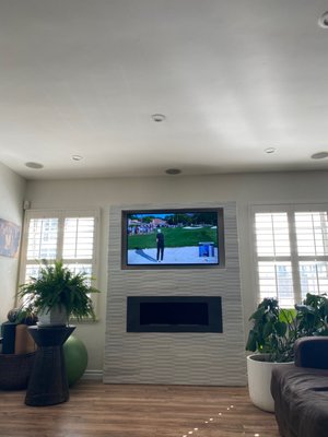 New TV, Electric Fireplace, and Recessed Lighting Installation - See the Before and After. Call For Your Free Estimate Now. 877-858-5853 New TV, Electric Fireplace, and Recessed Lighting Installation - See the Before and After. Call For Your Free Estimate Now. 877-858-5853