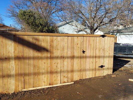 removed chain link and replaced with a cedar install - Client just bought this home and did not want the chain link look. removed chain link and replaced with a cedar install - Client just bought this home and did not want the chain link look.