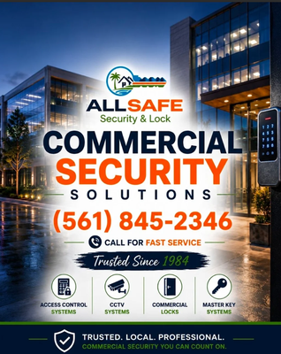 🏢 Commercial & Institutional Security - We take care of security for offices, condo buildings, HOAs, small businesses, and storefronts across Palm Beach County—from Lake Worth to Jupiter and everywhere in between. Our crew installs and supports access control systems, high-security locks, safes, and all the hardware your business needs. You get straightforward service from people who know the area and care about keeping your business protected-just like we do for our own.
(561) 845-2346 – Call or message and don’t forget to mention Yelp!