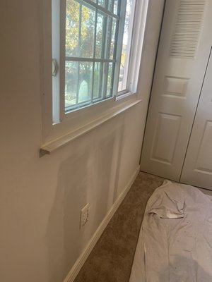 Repair patch on window caused by water damage. - This was simply a drywall patch caused by water damage. Upon inspecting the damage, we discovered that the joints were deteriorated in a specific area. Therefore, we reinforced them to ensure structural integrity. Repair patch on window caused by water damage. - This was simply a drywall patch caused by water damage. Upon inspecting the damage, we discovered that the joints were deteriorated in a specific area. Therefore, we reinforced them to ensure structural integrity.
