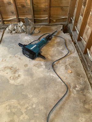 Removing old concrete and Adding new slab. - This remodel was done on an old Pump house old slab was in bad shape. Removing old concrete and Adding new slab. - This remodel was done on an old Pump house old slab was in bad shape.