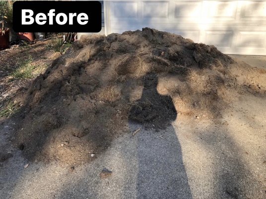 Dirt pick up for a happy customer - This yard/dirt debri clean up for about 3-4 cubic yards was great work. Got it cleaned up and hauled away in about an hour and a half. Dirt pick up for a happy customer - This yard/dirt debri clean up for about 3-4 cubic yards was great work. Got it cleaned up and hauled away in about an hour and a half.