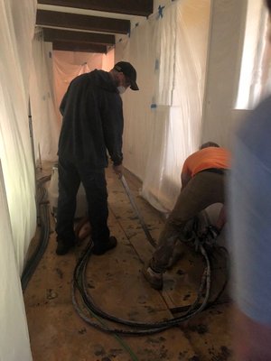 Broken drain lines in floor Mt. Laurel NJ - Job Description: The call on this job was sewage leaking through the foundation wall of the basement from the family room on a slab. The waste was running into the french drain along the basement floor perimeter into the sump pump pit. The house smelled of sewage. The customer had a broken cast iron drain under the family room slab floor that was leaking into the basement. Flooring was saw cut and removed, the floor excavated and piping replaced. We replaced the concrete upon completion. The customer had his own flooring material replaced when we finished. Broken drain lines in floor Mt. Laurel NJ - Job Description: The call on this job was sewage leaking through the foundation wall of the basement from the family room on a slab. The waste was running into the french drain along the basement floor perimeter into the sump pump pit. The house smelled of sewage. The customer had a broken cast iron drain under the family room slab floor that was leaking into the basement. Flooring was saw cut and removed, the floor excavated and piping replaced. We replaced the concrete upon completion. The customer had his own flooring material replaced when we finished.
