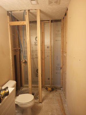 Custom Shower - We removed a fiberglass tub/shower surround and replaced with a custom tiled shower Custom Shower - We removed a fiberglass tub/shower surround and replaced with a custom tiled shower