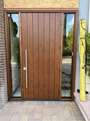 Ballistic Door with sidelights in Arcadia - New Ballistic door opening with 2 sidelights and complete weather stripping, hardware and moldings installed in June of 2022 at a bank in Arcadia. Door has 2 heavy duty rollers, deadbolt lock, 4’ pulls on both sides, automatic door closer, door stop, Non-removable pin hinges and anodized aluminum 7” threshold. Ballistic Door with sidelights in Arcadia - New Ballistic door opening with 2 sidelights and complete weather stripping, hardware and moldings installed in June of 2022 at a bank in Arcadia. Door has 2 heavy duty rollers, deadbolt lock, 4’ pulls on both sides, automatic door closer, door stop, Non-removable pin hinges and anodized aluminum 7” threshold.