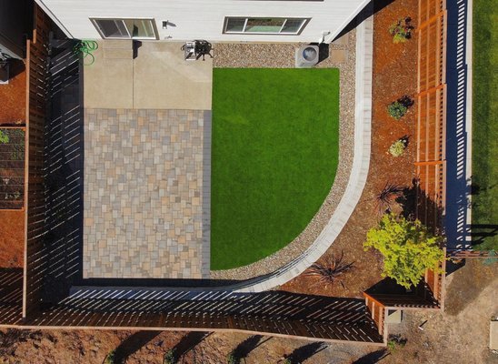 Artificial Turf Installation - Our Highly request Project combo, Pavers and Turf. Both great options for Pets , kids and even to Beautify your outdoor living space into something more!