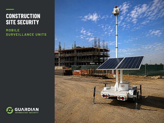 Construction Site Security — Mobile Surveillance Towers - A general contractor called us [three weeks] into a ground-up build after losing copper wire, a compressor, and a skid steer attachment over two consecutive weekends. The site had temporary fencing and a night guard on rotation, but the lot was large, sightlines were blocked by stockpiled material, and thieves were coming in over the back fence line where nobody was watching. Every loss meant a replacement order, an insurance claim, and crews standing around Monday morning waiting on tools.

We deployed [two] solar-powered mobile surveillance towers within [48 hours] of the walkthrough. No trenching, no permits, no generator, and nothing tied into temp power — the units run entirely on solar with battery backup, so they kept recording straight through the site's own power interruptions.

What we put on site:
• Telescoping masts raising cameras [20+] feet for sightlines over material stacks, containers, and equipment rows
• 4K pan-tilt-zoom cameras with infrared night vision covering the gate, the laydown yard, and the vulnerable rear fence line
• Solar array with battery backup for continuous operation in any season
• Motion-triggered floodlights plus two-way speakers for live voice-down warnings
• Cellular connectivity — live viewing and footage pulls from anywhere, no site internet required
• High-visibility housing and posted signage, so the deterrent works before anyone crosses the fence

We set camera positions around the actual theft pattern rather than just covering the gate, and tuned motion sensitivity over the first week so blowing debris and passing traffic stopped generating false alerts. The superintendent, the PM, and the GC's safety lead all got live feed access and a walkthrough on exporting clips for police reports and insurance documentation.

As the build progressed and the laydown yard moved, we repositioned the towers to follow the work — the main reason contractors go mobile instead of installing fixed cameras on a site that won't exist in [eighteen months].

[Result: no further theft losses through the remainder of the project.]

Guardian Integrated Security is licensed and insured, providing solar-powered mobile surveillance units for construction, retail, commercial, and multi-family properties throughout Southern California.