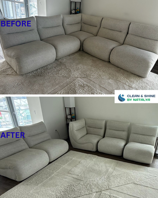 Sofa & Sectional Deep Cleaning - A large sectional sofa with visible dirt and wear was completely refreshed using our upholstery steam cleaning process. The fabric regained its bright color, and the client was amazed by the “like new” result. Sofa & Sectional Deep Cleaning - A large sectional sofa with visible dirt and wear was completely refreshed using our upholstery steam cleaning process. The fabric regained its bright color, and the client was amazed by the “like new” result.