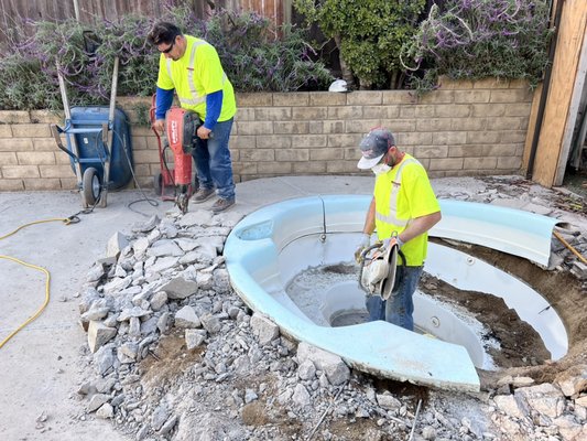 Camarillo pool Demolition/fill in.￼ - This is a pool demolition job we did in Camarillo California there was not enough room for heavy equipment so all the work out to be done by hand with and with wheelbarrels. The project took us one week.￼