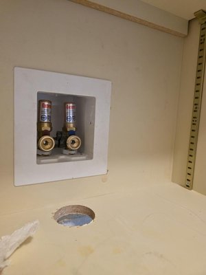 Laundry Box Install - Signs of wear in the washer box indicated that a replacement was crucial. We removed the old unit and installed a new washer box, incorporating advanced shut-off valves and hammer arrestors. To further enhance functionality, we also ran new hot and cold supply lines in the laundry area, ultimately improving the plumbing system's overall reliability. Laundry Box Install - Signs of wear in the washer box indicated that a replacement was crucial. We removed the old unit and installed a new washer box, incorporating advanced shut-off valves and hammer arrestors. To further enhance functionality, we also ran new hot and cold supply lines in the laundry area, ultimately improving the plumbing system's overall reliability.
