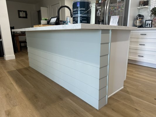 Kitchen Island Remodel (May 2024) - The owner decided to add a different design to his island so we had to do 3 coats of this amazing product from sherwin Williams called Gallery Series.