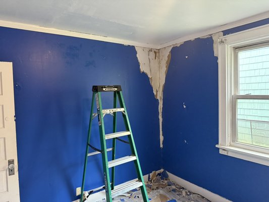 Bedroom paint job - This is a bedroom paint job that Sturchio‘s residential construction completed scraped all bad paint off mudded the few areas that needed fixed. Applied new paint to trim walls, ceiling and window trim.