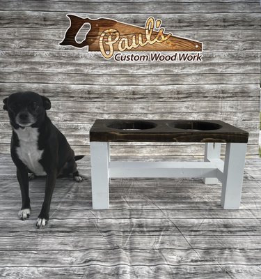 Custom Wood Dog Bowl Holder - This Custom Wood Dog Bowl Holder is that perfect little somthing special for your 4 leg'd friends. Sterdy crafstmanship, wood stained and seeled to lock in color. Animal friendly. Colors are also fully customizable per clients request. Custom Wood Dog Bowl Holder - This Custom Wood Dog Bowl Holder is that perfect little somthing special for your 4 leg'd friends. Sterdy crafstmanship, wood stained and seeled to lock in color. Animal friendly. Colors are also fully customizable per clients request.