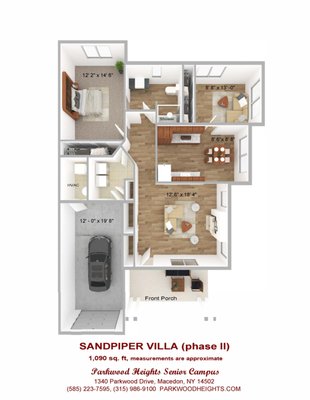 Ranch Villa Floor Plans and Pricing - Ranch Villas consist of Phase 1 and Phase 2. Designs are the same, Phase 2 includes upgraded finishes and Laundry Appliances.
Sandpiper: 1,090 square feet. $3,300-3,650
Meadowlark: 1,285 square feet. $3,750-4,060
Morning Dove: 1,310 square feet. $3,800-4,410
*Prices subject to change, gas and electric included Ranch Villa Floor Plans and Pricing - Ranch Villas consist of Phase 1 and Phase 2. Designs are the same, Phase 2 includes upgraded finishes and Laundry Appliances.
Sandpiper: 1,090 square feet. $3,300-3,650
Meadowlark: 1,285 square feet. $3,750-4,060
Morning Dove: 1,310 square feet. $3,800-4,410
*Prices subject to change, gas and electric included