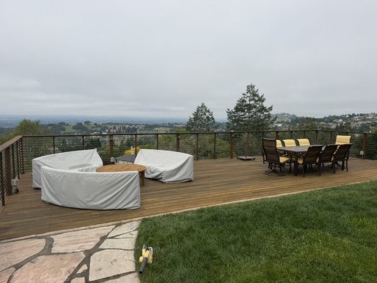 Deck staining - We got hired to refinish this deck. Now we do a yearly maintenance to keep it looking great for summer. Deck staining - We got hired to refinish this deck. Now we do a yearly maintenance to keep it looking great for summer.