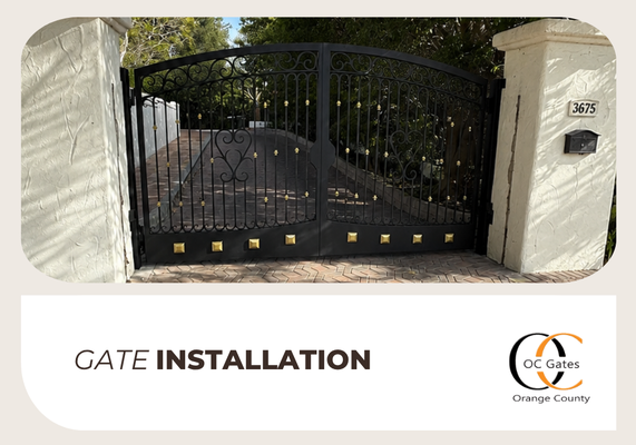 Elegant Estate Gate Installation - At OC Garage Doors and Gates, we specialize in professional gate installation services across Orange County, CA, enhancing security, convenience, and curb appeal for residential and commercial properties. We install a variety of gates, including automatic, sliding, swing, and custom-designed options made from durable materials like wrought iron, aluminum, wood, and steel. Our team ensures precision installation with advanced features such as electric gate openers, access control systems, and smart technology integration. Serving Anaheim, Irvine, Santa Ana, Huntington Beach, Newport Beach, and surrounding areas, we are committed to high-quality craftsmanship, reliability, and customer satisfaction. Contact us today for a free estimate and expert gate installation solutions.