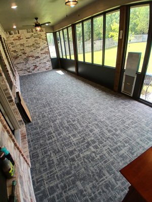 Sunroom Upgrade - This fabulous customer was tired of the look of their sunroom and chose a beautiful indoor/outdoor carpet! Sunroom Upgrade - This fabulous customer was tired of the look of their sunroom and chose a beautiful indoor/outdoor carpet!
