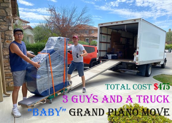 Heavy "baby" move - The “baby” grand piano was moved by 3 men and truck. The funny thing was that the customer purchased it from the seller that we moved previously, couple days ago. As usual, we removed all legs, and pedals for safety. The job took around two and half an hour. Heavy "baby" move - The “baby” grand piano was moved by 3 men and truck. The funny thing was that the customer purchased it from the seller that we moved previously, couple days ago. As usual, we removed all legs, and pedals for safety. The job took around two and half an hour.
