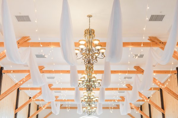Ceiling Drapery - Ceiling drapery is an elegant addition to any event adding a soft and intimate touch that will wow your guests. To create more of a vibrant look, add uplighting or LED string lights.