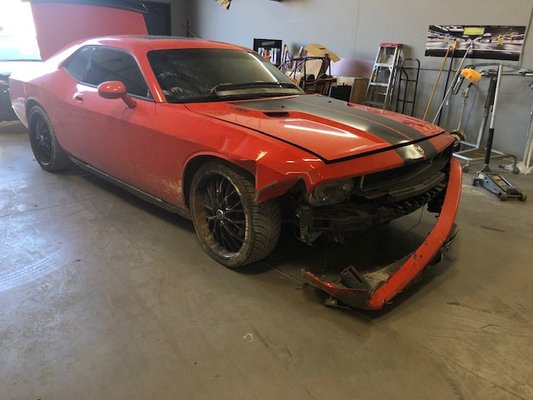 2008 Dodge Challenger Collision Repair - A front end collision repair was done on a 2008 Dodge Challenger. We will bring your car back to pre accident condition! 2008 Dodge Challenger Collision Repair - A front end collision repair was done on a 2008 Dodge Challenger. We will bring your car back to pre accident condition!