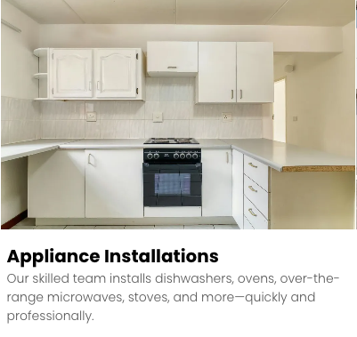 Appliance Installation & Haul Away Services - Our skilled team installs dishwashers, ovens, over-the-range microwaves, stoves, and more—quickly and professionally. We offer haul away services for old appliances, and move out jobs. Fast, reliable pickup and delivery for home appliances. We handle transport with care—on time, every time.